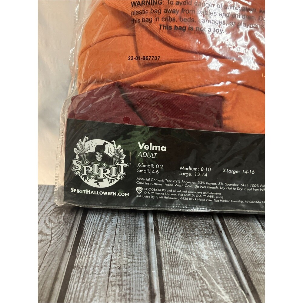 New In Package Velma Costume Complete Scooby-Doo Halloween Party Adult XS 0-2 - Picture 9 of 11